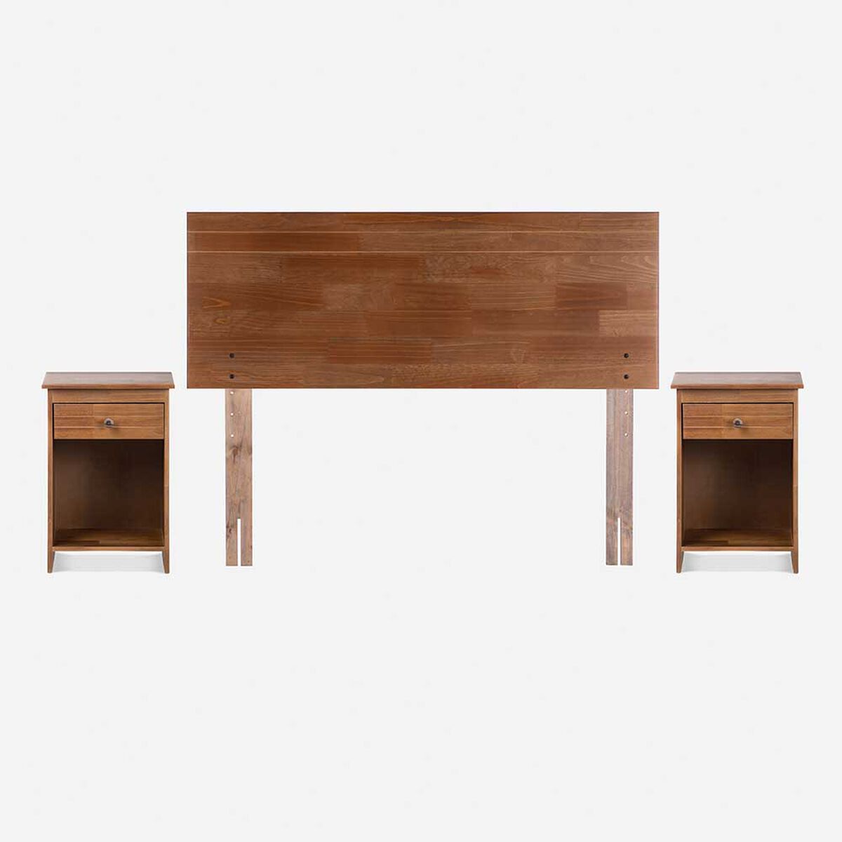 Cama Europea Rosen Base Dividida 2 Plazas New Style 4 Plus + Respaldo + 2 Veladores Tabor Caramelo