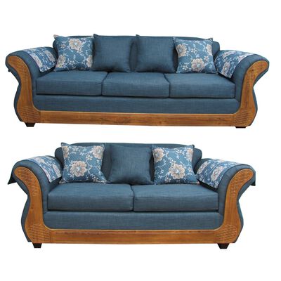 Imagen 1 del producto Juego de Living Almore Irlanda Sofá 3 Cuerpos + Sofá 2 Cuerpos Azul