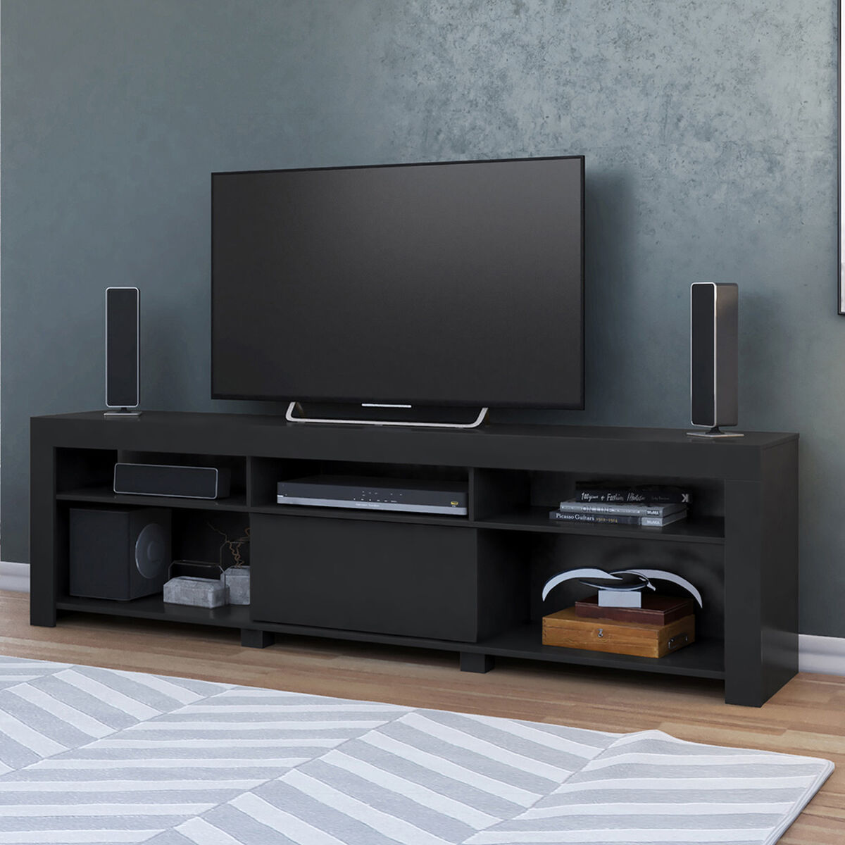 Rack TV Vekkahome Adriano Hasta 75" Negro