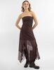 Vestido Maxi Encaje Strapless Mujer Icono
