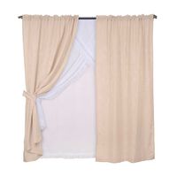 Set 11 Piezas Cortinas Mashini Kate Liso Beige 140 x 220 cm
