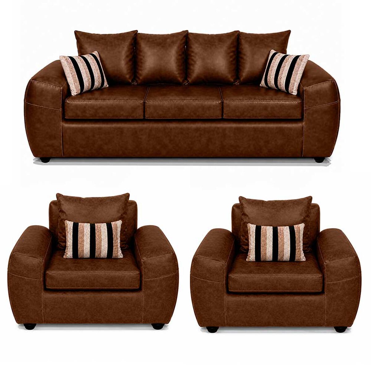 Juego de Living Elegant Detail New Houston 3-1-1 Cuerpos Tostado