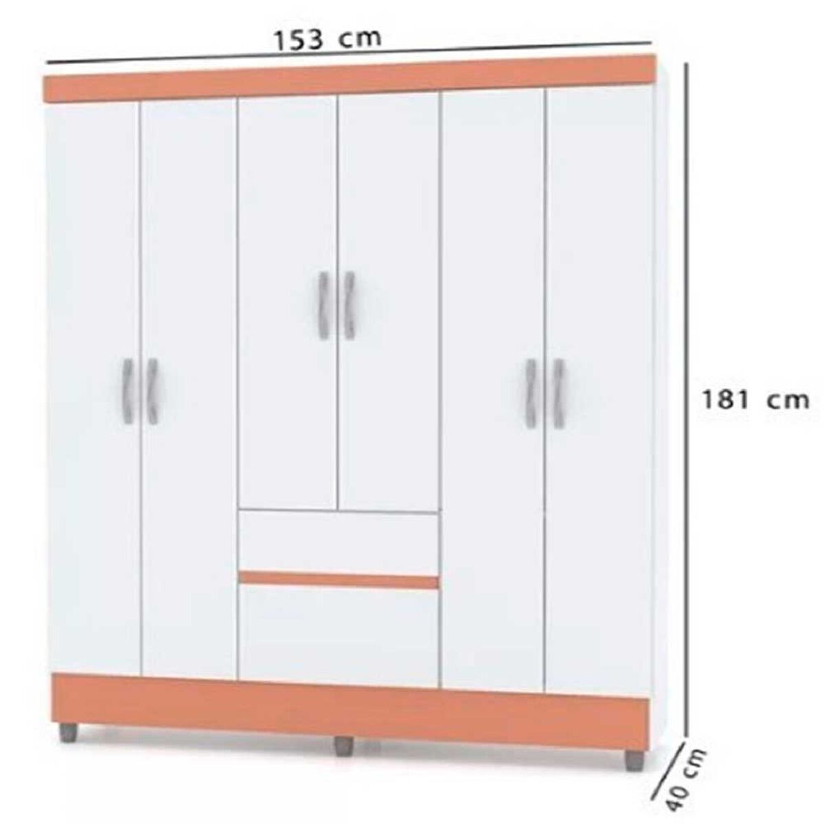 Clóset Kea Ideal 6 Puertas 2 Cajones Blanco y Rosa