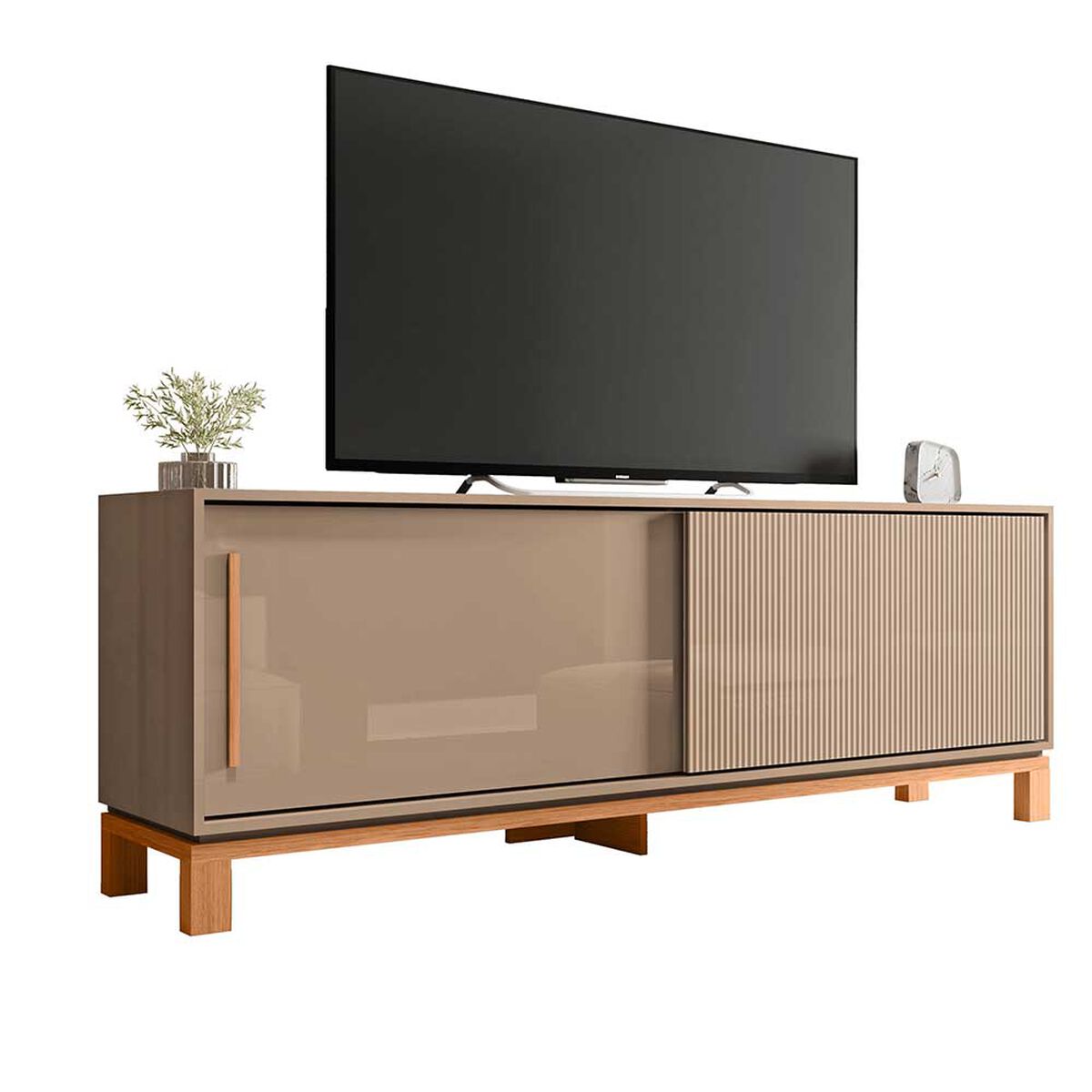 Panel TV 65" + Rack TV 80" + Vitrina + Buffet Decocasa Mondrian Gris