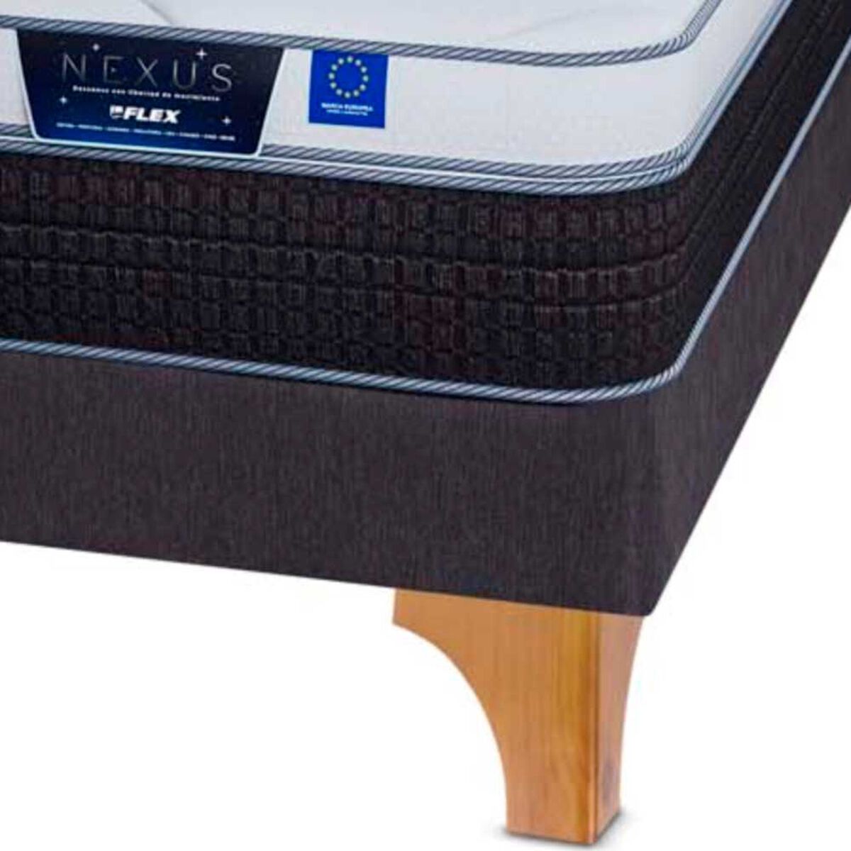 Cama Europea Flex King Nexus Base Dividida + Respaldo Royal Grafito + Veladores Rock