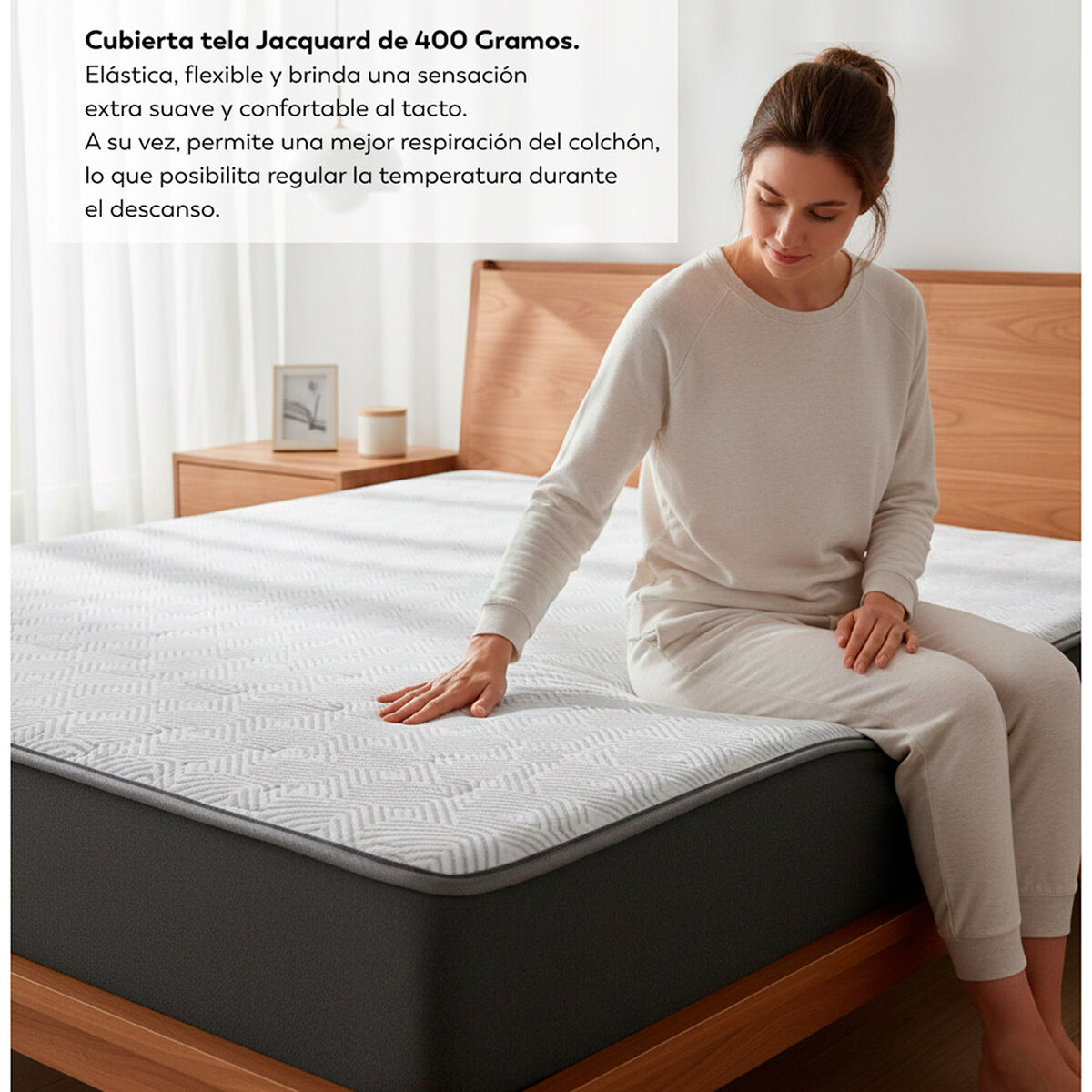 Cama Ba&uacute;l Latam Home Full Colch&oacute;n New Top Gris + 2 Almohadas