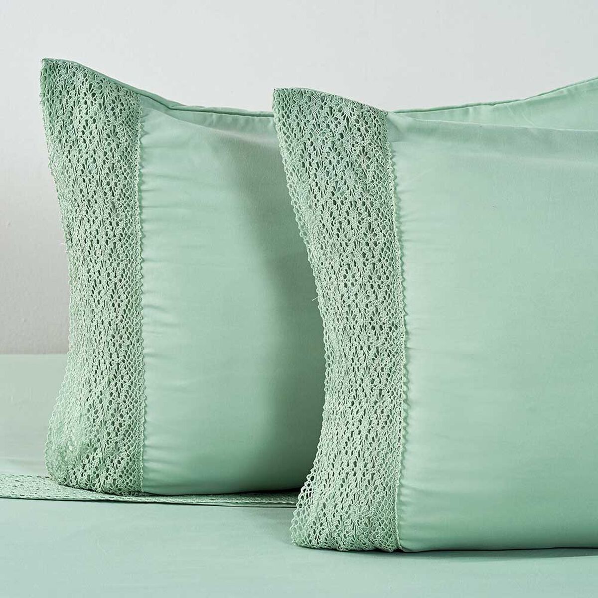 Juego de S&aacute;banas American Family 2 Plazas Crochet Menta