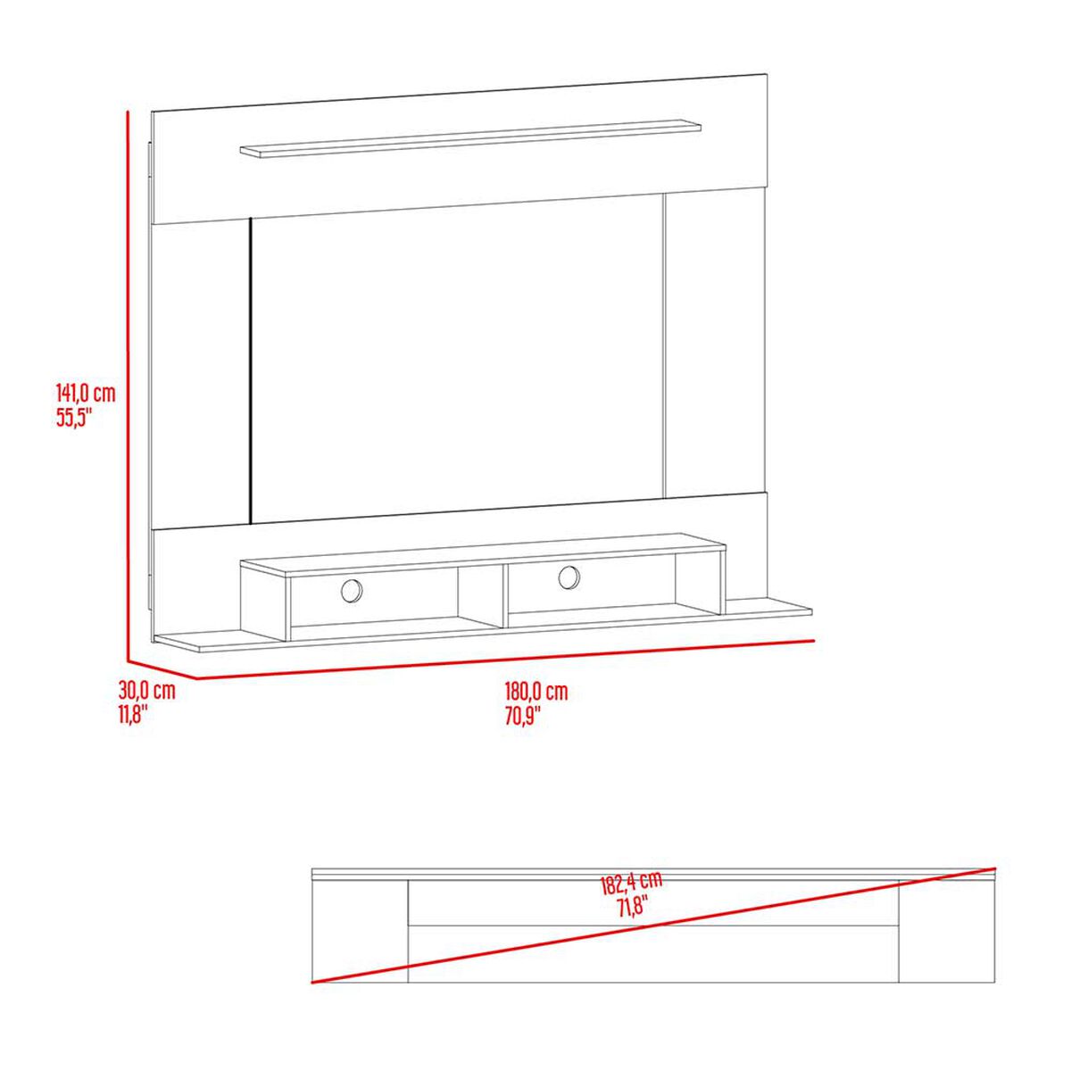 Panel TV Tuhome Montana Hasta 70" Avellana Tivoli