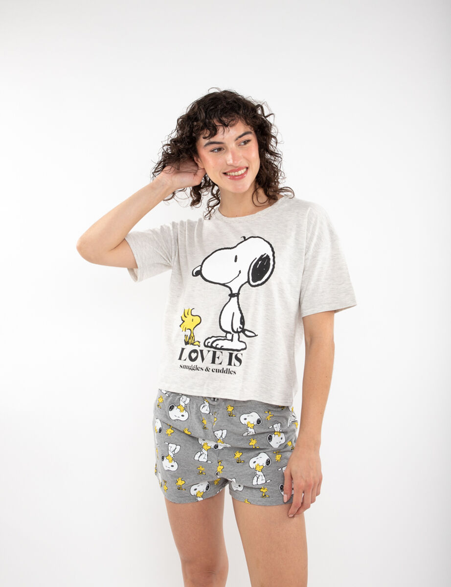 Pijama Corto de Algodón Mujer Snoopy