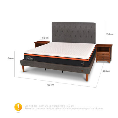 Imagen 2 del producto Cama Europea Curve CIC King Bee Comfort + Respaldo + 2 Veladores