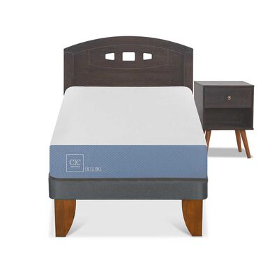 Cama Europea CIC 1 Plaza Excellence + Respaldo + Velador Gales