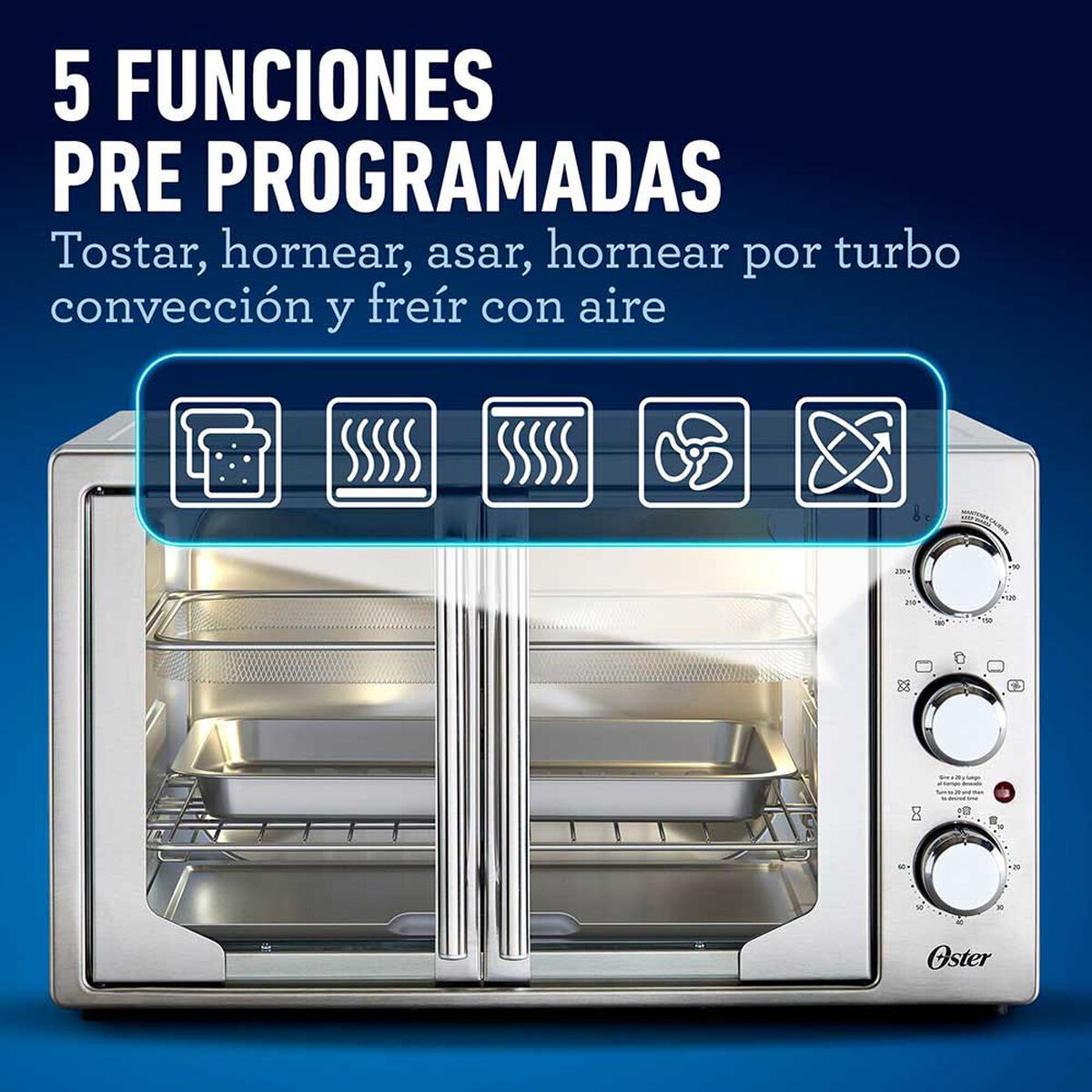 Horno con Freidora Oster TSSTTVFDMAFNS 42 lt. Puertas estilo Francés
