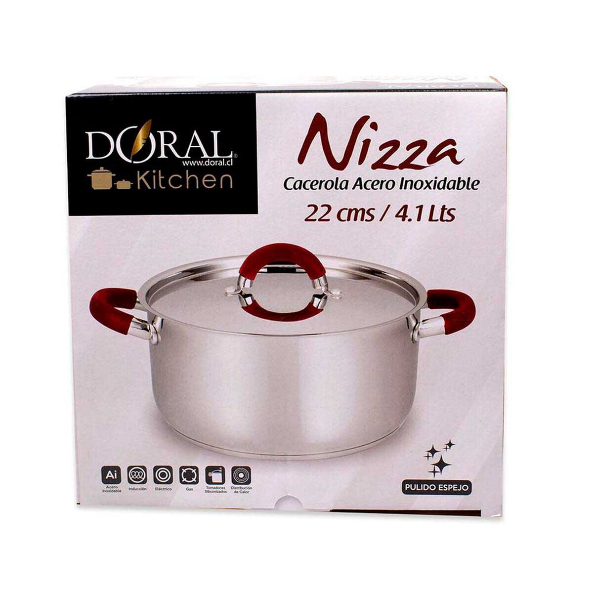 Cacerola Acero Inoxidable Doral Nizza 22 x 14 cm