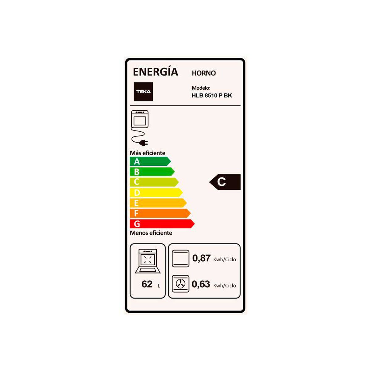 Horno Empotrable Eléctrico Teka HLB 8510 Pizza 62 lts.