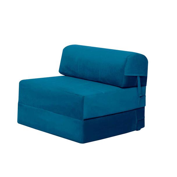 Sofá Cama Latam Home Velvet Siena 1 Cuerpo Azul Petróleo