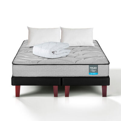 Cama Europea Flex 2 Plazas Dream Dual B/D + 2 Almohada + Cubrecolchon Basico