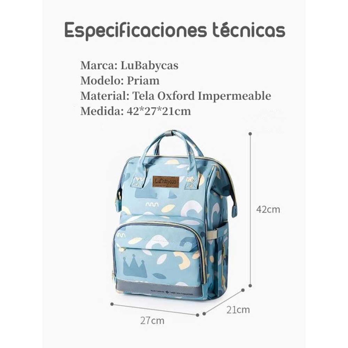 Mochila Maternal Impermeable con Usb Lubabycas Azul