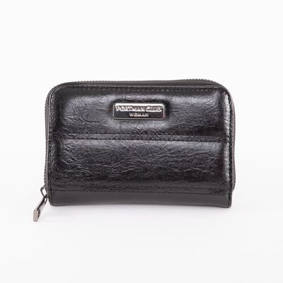 Billetera Lisa Negra Eco Cuero Mujer Portman Club