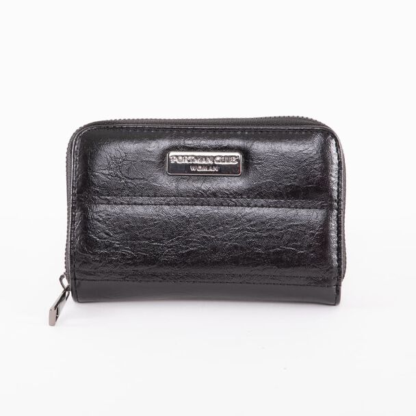 Billetera Lisa Negra Eco Cuero Mujer Portman Club
