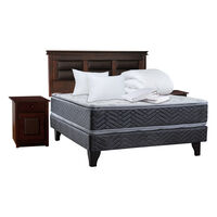 Cama Europea Celta 2 Plazas Terapeutic + Respaldo + 2 Veladores Villareal + Set Textiles + Almohadas