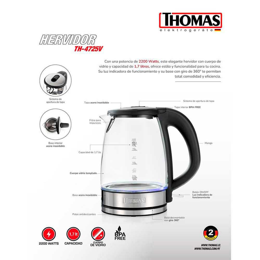 Thomas TH-4725V 1.7 L Transparente, foto 7