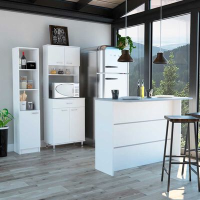 Imagen 1 del producto Combo Mueble Microondas + Barra de Cocina + Optimizador TuHome Kitchen Blanco