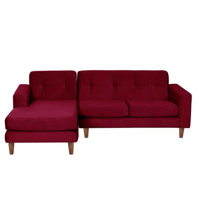 LATAM HOME Sofá Seccional Izquierdo Latam Home Salermo Tela Velvet 3 Cuerpos Burdeo