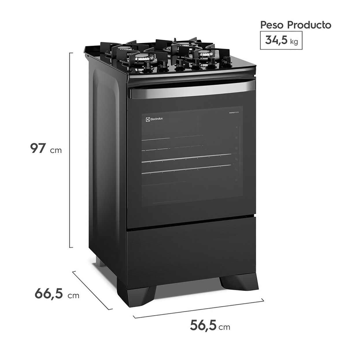 Cocina A Gas Electrolux F4EPB 4 Quemadores