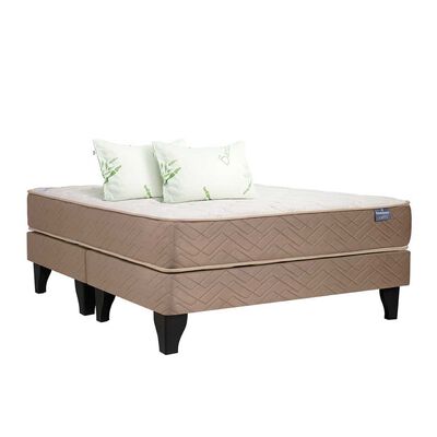 Cama Europea Celta Base Dividida 2 Plazas Bamboo + 2 Almohadas