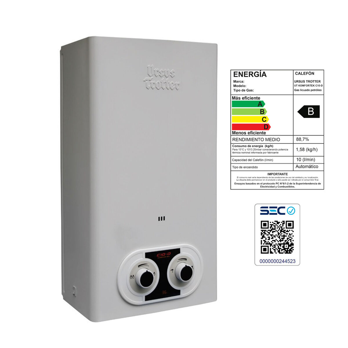 Calefont Ursus Trotter Komfortek UT C10-D GL 10 lts.