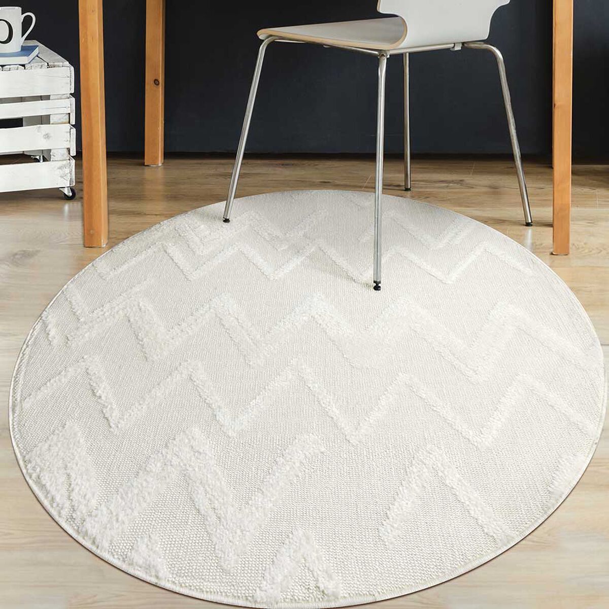 Alfombra Redonda Modalfo Palafito Blanca 240 x 240 cm