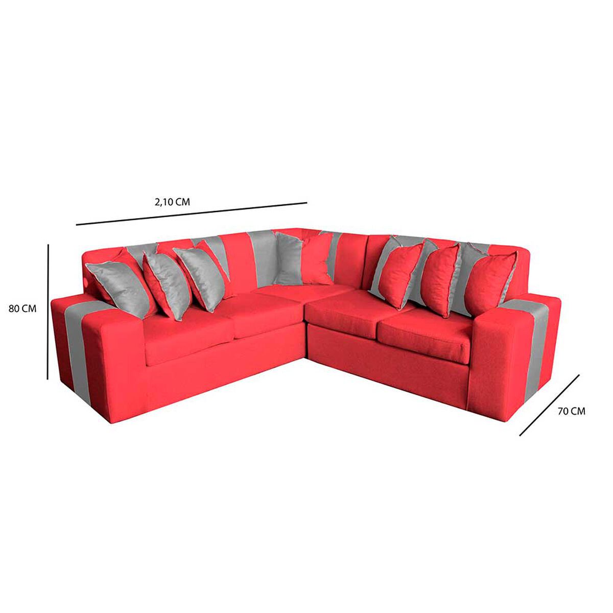 Sof&aacute; Secccional Muebles MYM Victor 4 Cuerpos Burdeo Gris