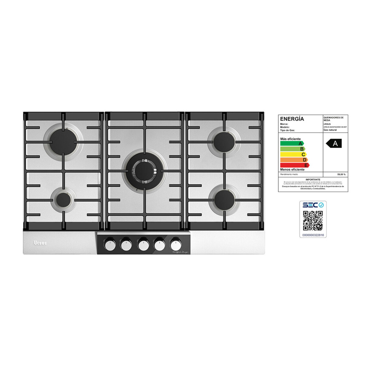 Encimera a Gas Ursus Trotter Avantgarde GS-90T GN