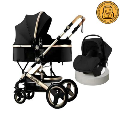 Coche Travel System con Accesorios Negro Luxury LuBabycas