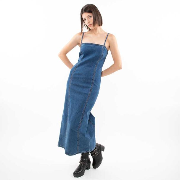 Vestido Maxi Denim Sin Mangas Mujer Fiorucci