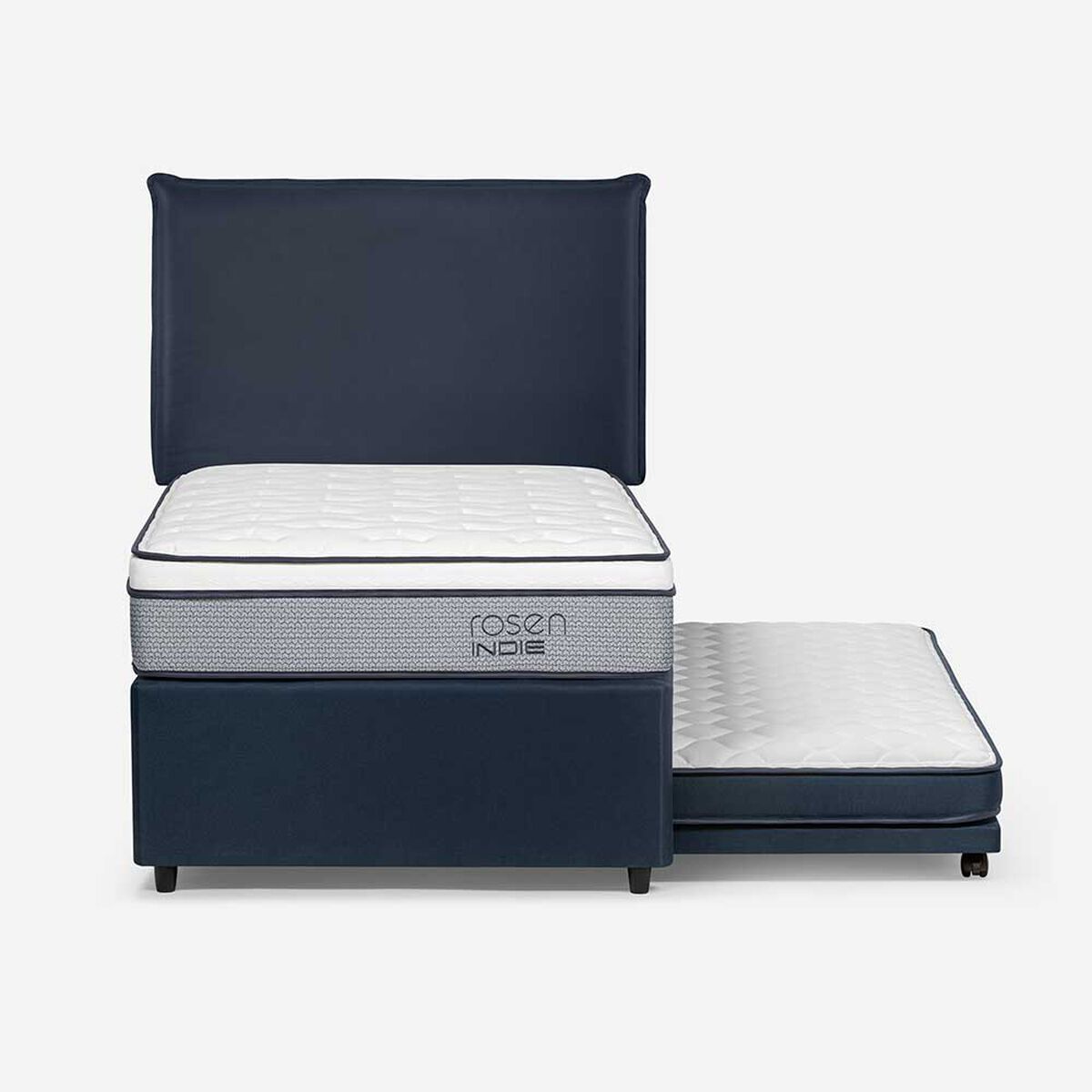 Cama Nido Rosen 1,5 Plazas Indie + Respaldo Maurice Azul