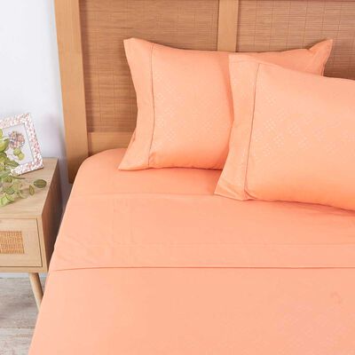 Juego de Sábanas Embossed Plumetti 1,5 Plazas Mimosa Coral
