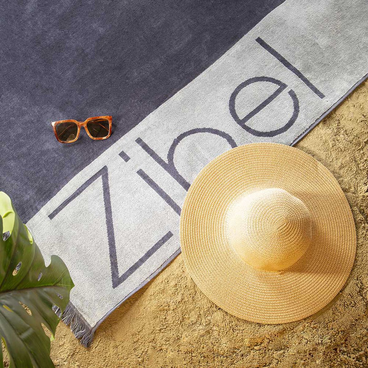 Toalla de Playa Jacquard Zibel 100 x 180 cm Gris