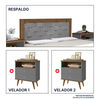 Respaldo + 2 Veladores Dreams 2 Plazas Treliza Gris