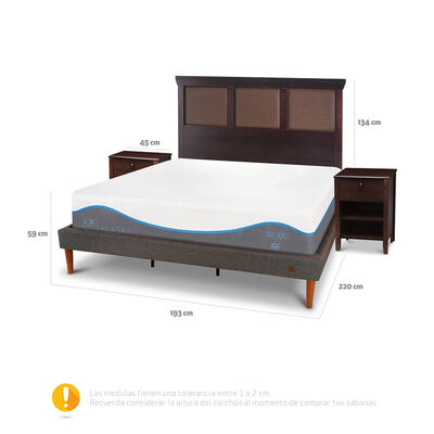 Imagen 2 del producto Cama Europea CIC King Alaska + Respaldo + 2 Veladores