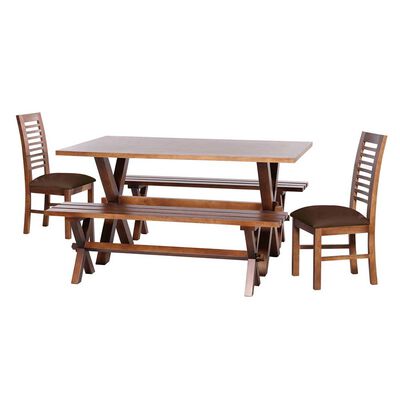 Juego de Comedor Latam Home Sevilla Salamanca 2 Sillas + 2 Bancas PU Chocolate