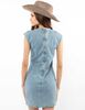 Vestido Denim Corto Manga Casquillo Mujer Icono