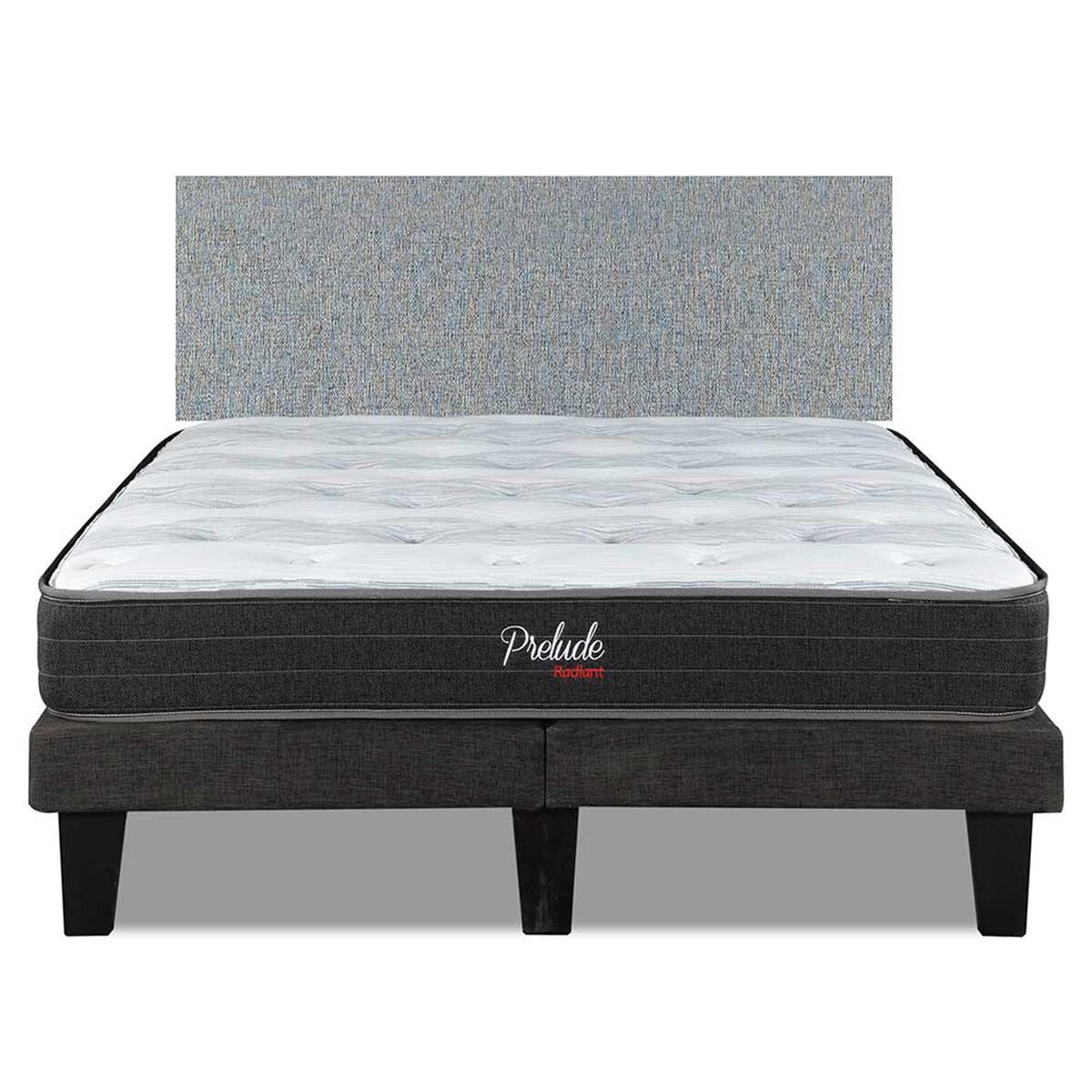 Cama Europea Prelude 2 Plazas Radiant 190 Cm + Respaldo Praga Plata
