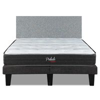 Cama Europea Prelude 2 Plazas Radiant 190 Cm + Respaldo Praga Plata