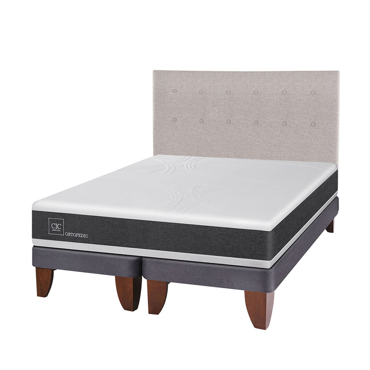 Cama Europea CIC Base Dividida 2 Plazas Ortopedic + Respaldo Tigris