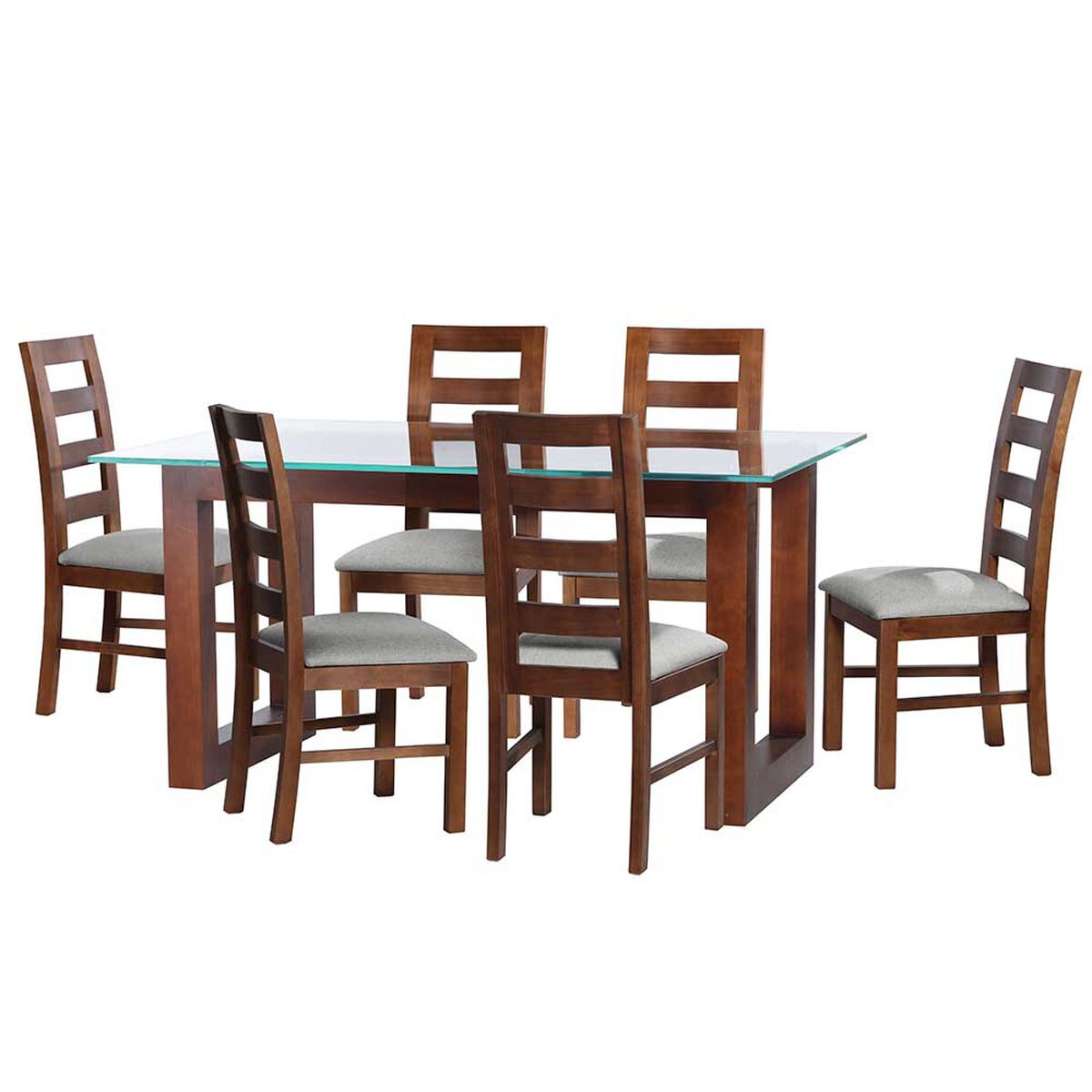 Juego de Comedor Latam Home Pamplona Segovia 6 Sillas Lino Gris Oscuro