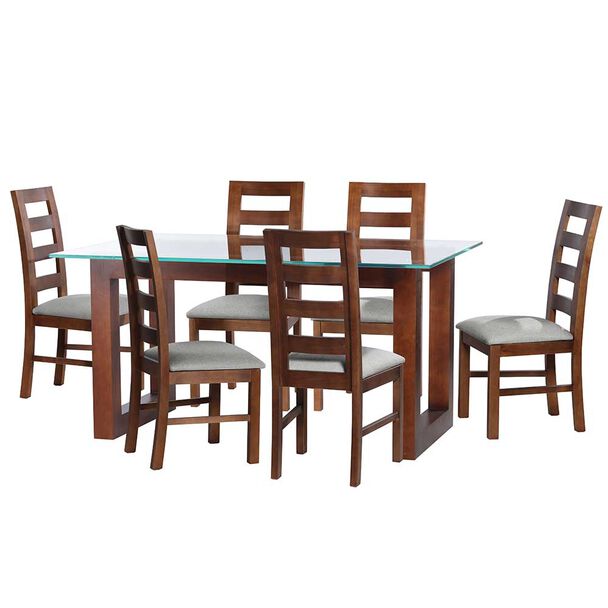 Juego de Comedor Latam Home Pamplona Segovia 6 Sillas Lino Gris Oscuro