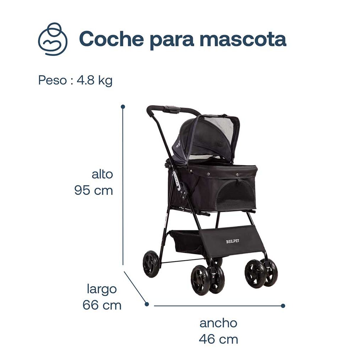 Coche Mascota Gris BP02G Bebesit