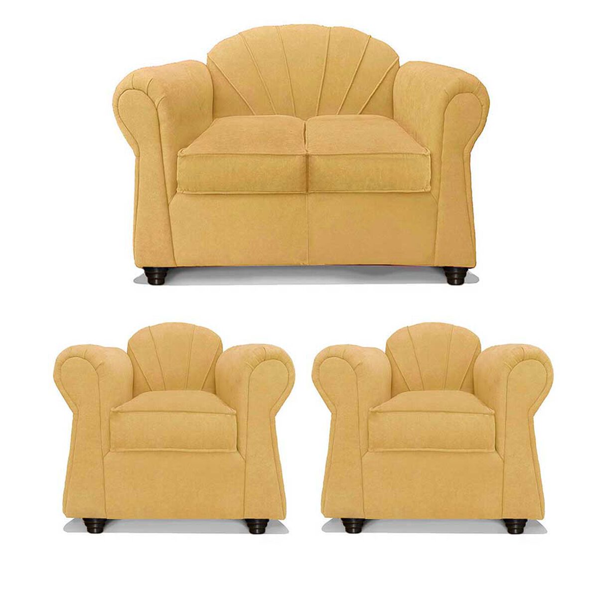 Juego de Living Elegant Detail Marsella Sof&aacute; 2 Cuerpos + Dos Sillones 1 Cuerpo Beige