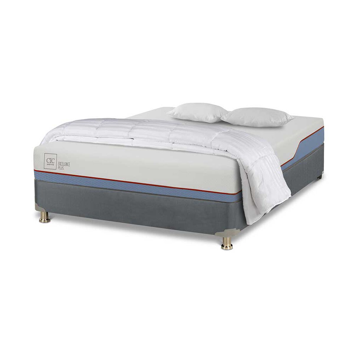 Cama Americana CIC 2 Plazas Excellence Plus + Almohada + Plumón